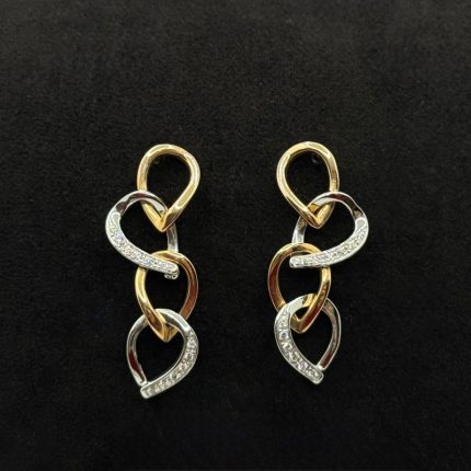 Orecchini Pendenti Comete Oro Rosé e Bianco 18 kt e Diamanti