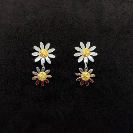 Orecchini Margherite Pendente Oro Bianco 18 kt