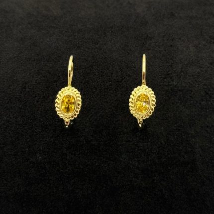 Orecchino Pendente Oro Giallo 18 kt e Citrino