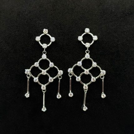 Orecchini Pendente Oro Bianco 18 kt e Swarovski