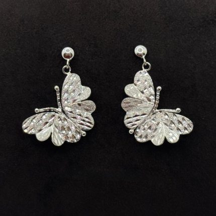 Orecchini Pendenti Farfalla Oro Bianco 18 kt
