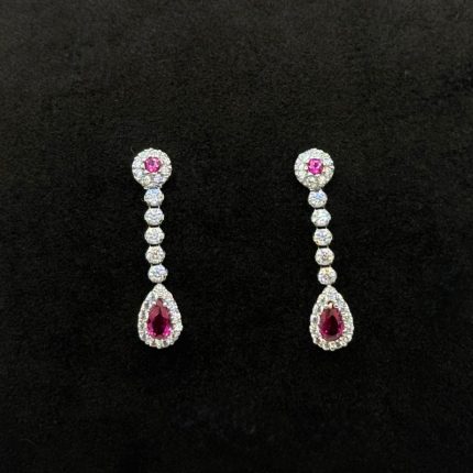 Orecchini Pendenti Oro Bianco 18 kt e Swarovski