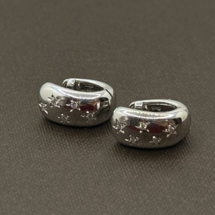 Orecchini Mezzaluna Stelle Oro e Diamanti