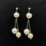 Orecchini Pendenti Oro Bianco 18 kt e Perle