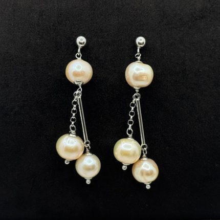 Orecchini Pendenti Oro Bianco 18 kt e Perle