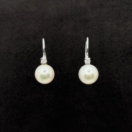 Orecchini Yukiko Oro Bianco 18 kt Diamanti e Perle