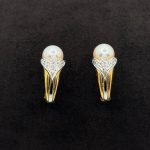 Orecchini Yukiko Oro Bianco e Giallo 18 kt Diamanti e Perle