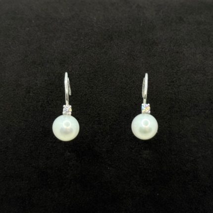 Orecchini Oro Bianco 18 kt Swarovski e Perle