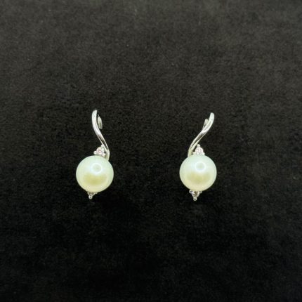 Orecchini Oro Bianco 18 kt Swarovski e Perle