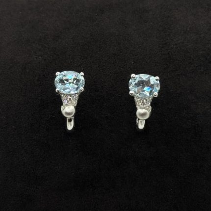 Orecchini Polello Oro Diamanti e Acquamarina