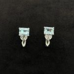 Orecchini Polello Oro Bianco 18 kt Diamanti e Acquamarina