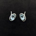 Orecchini Comete Oro Bianco 18 kt Diamanti e Acquamarina