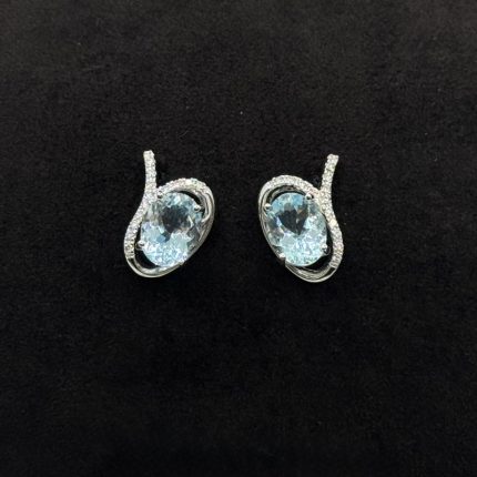 Orecchini Comete Oro Bianco 18 kt Diamanti e Acquamarina