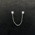 Orecchini Chi Mi Ama Doppio Foro con Catena Argento 925 Swarovski