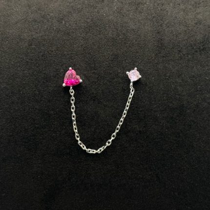 Orecchini Chi Mi Ama Doppio Foro con Catena Argento 925 Swarovski