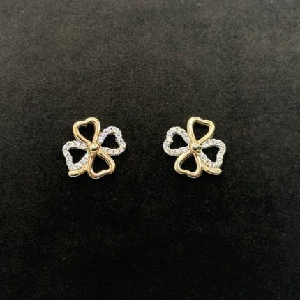 Orecchini Quadrifoglio Argento Bianco e Rosè 925 Swarovski