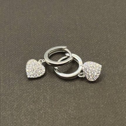 Orecchini Chi Mi Ama Cerchietto Cuore Argento 925 Swarovski