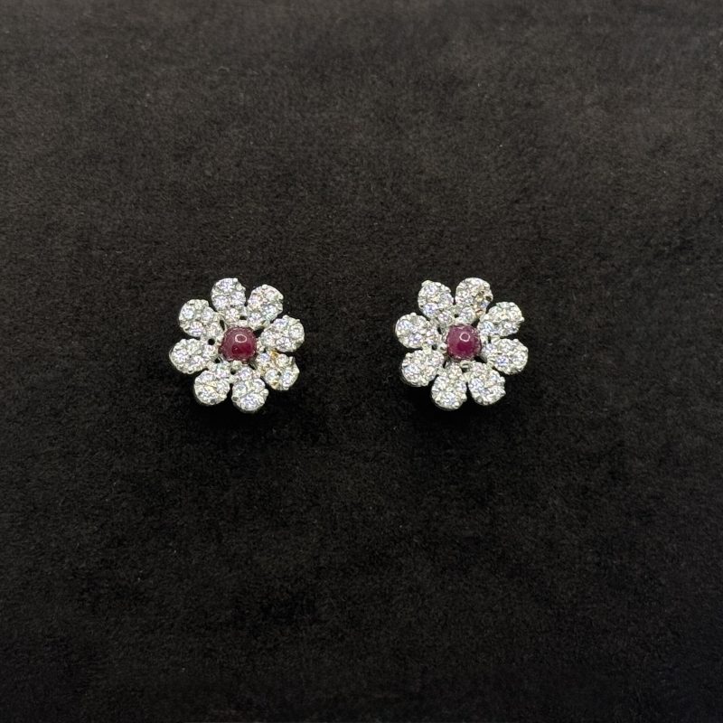 Orecchini Moon Fiore Argento 925 Swarovski