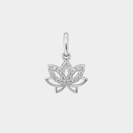 Stroili Lotus Flower Pendant 9k White Gold Swarovski