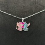 Collana Disney Stitch & Angel Argento Sterling Smaltato