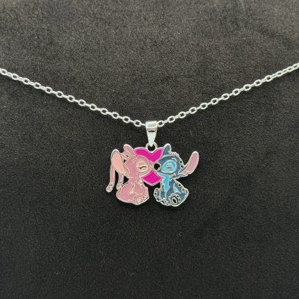 Collana Disney Stitch & Angel Argento Sterling Smaltato