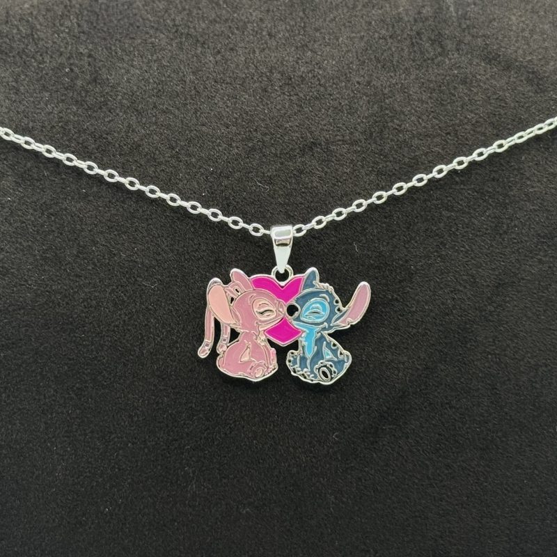 Collana Disney Stitch & Angel Argento Sterling Smaltato