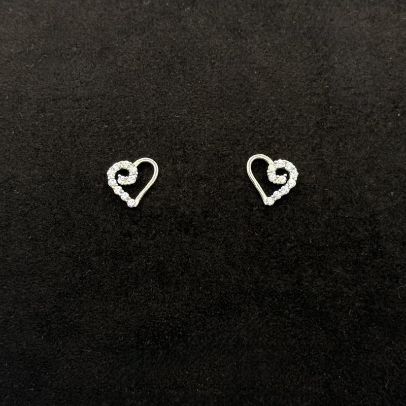 Orecchini Stroili Cuore Oro Bianco 9 kt Swarovski