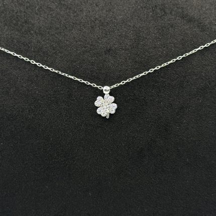 Collana Stroili Quadrifoglio Oro Bianco 9 kt Swarovski