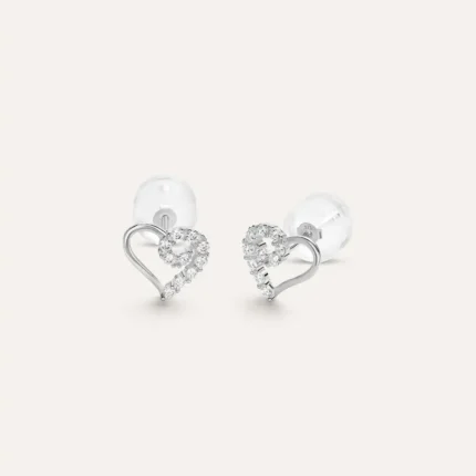 Stroili Heart Earrings 9 kt White Gold Swarovski