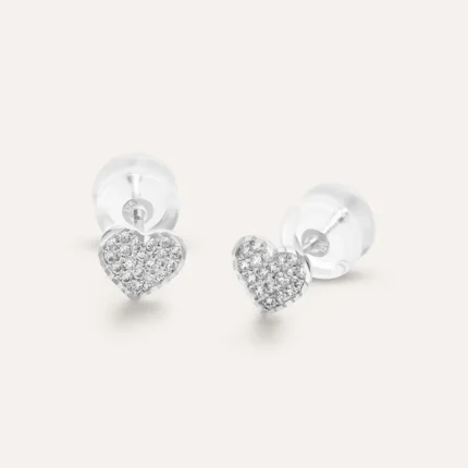 Stroili Heart Earrings 9 kt White Gold Swarovski