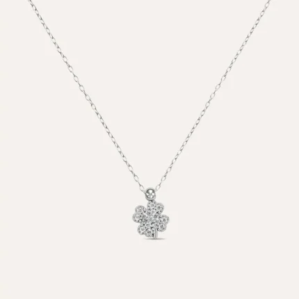 Collana Stroili Quadrifoglio Oro Bianco 9 kt Swarovski