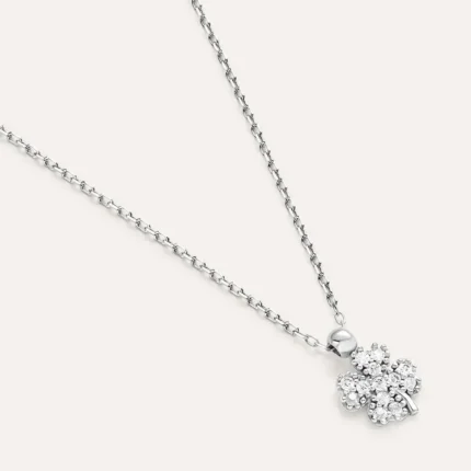 Collana Stroili Quadrifoglio Oro Bianco 9 kt Swarovski
