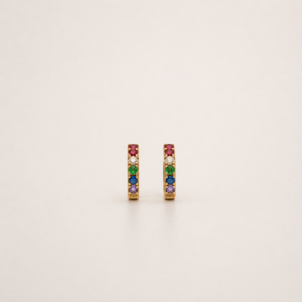 Orecchini Stroili Cerchietti Oro 9 kt e Swarovski Arcobaleno
