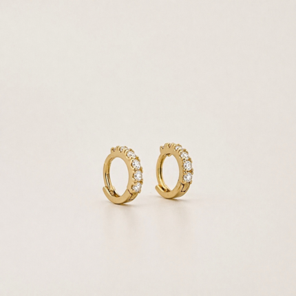 Orecchini Stroili Cerchietti Oro Giallo 9 kt e Swarovski Bianchi