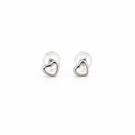 Stroili 9kt White Gold Heart Earrings