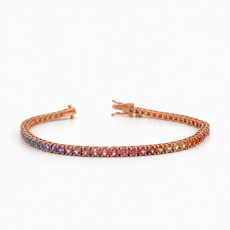 Tennis Fegadoli Oro Rosè 18 kt e Zaffiri