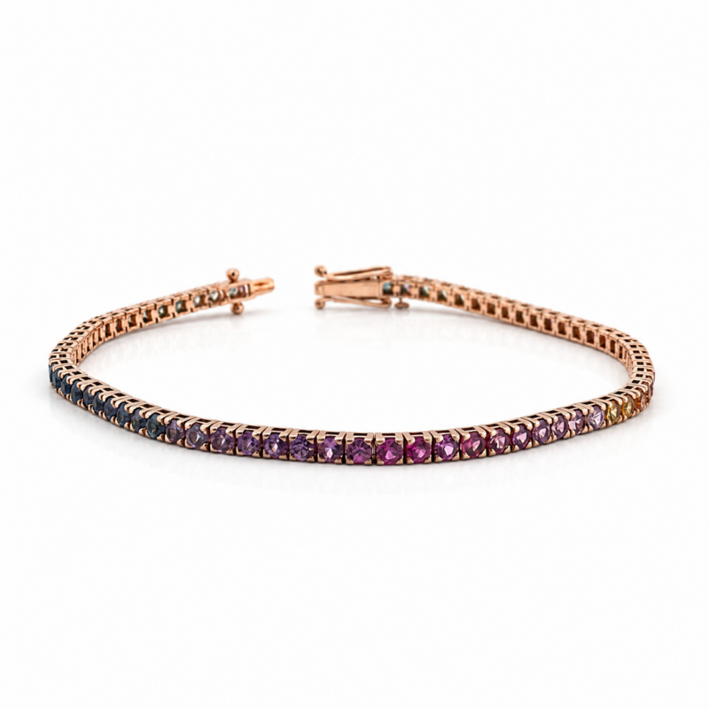 Tennis Fegadoli Oro Rosè 18 kt e Zaffiri
