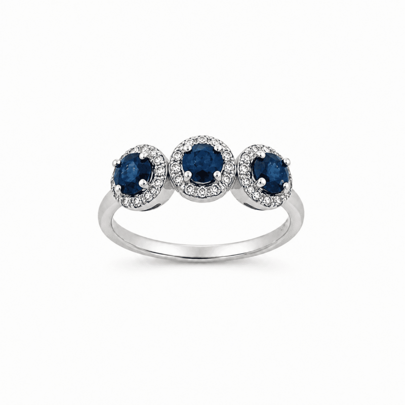 Anello in Oro bianco 18 kt con Zaffiri e Diamanti