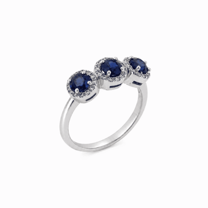 Anello in Oro bianco 18 kt con Zaffiri e Diamanti